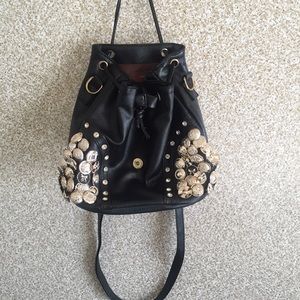 RARE Black 3-Way Gold Button Bag 💼